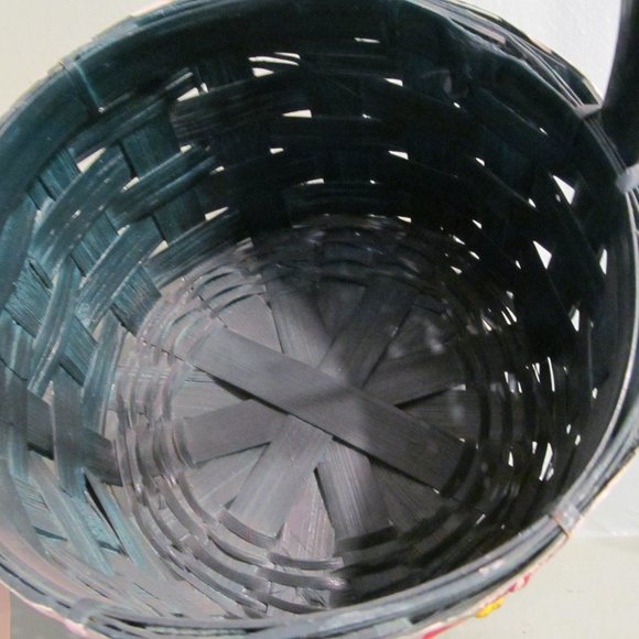 Vintage Wicker Basket w Handle, Poinsettias, Fruit NWT - Picture 9 of 10